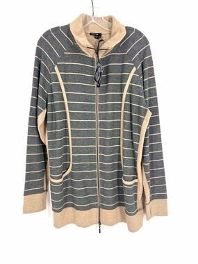 BYLYSE Size XL Gray/Lt Brown Stripe Zipper NEW Designer Jacket